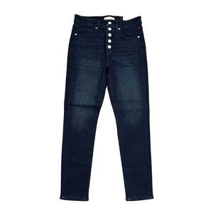 Loft The Skinny Crop Jeans Petite 26/2 (26x24) Blue Button Fly Stretch Womens